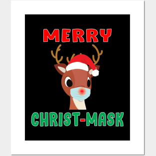 Merry Christmask Rudolph Red Nose Mask Reindeer. Posters and Art